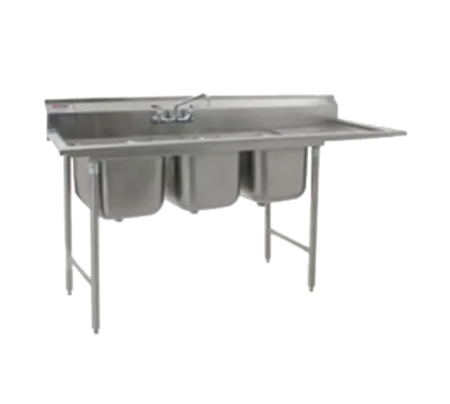 Eagle Group 414-18-3-24R-X Commercial Sink, (3) Three Compartment, Stainless Steel Construction with Galvanized Steel Legs and With Right-hand Drainboard - 86.75" W