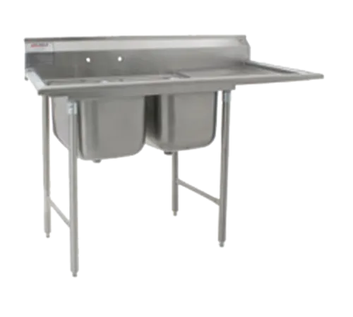 Eagle Group 414-24-2-24R-X Commercial Sink, (2) Two Compartment, Stainless Steel Construction with Galvanized Steel Legs and With Right-hand Drainboard - 78.75" W