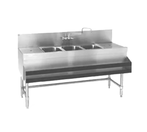 Eagle Group B5-3-L-19 Underbar Sink Unit, 3 Compartment, Stainless Steel, with 8"H Backsplash and 1 Drainboard / Faucet Included - 60"W x 19"D