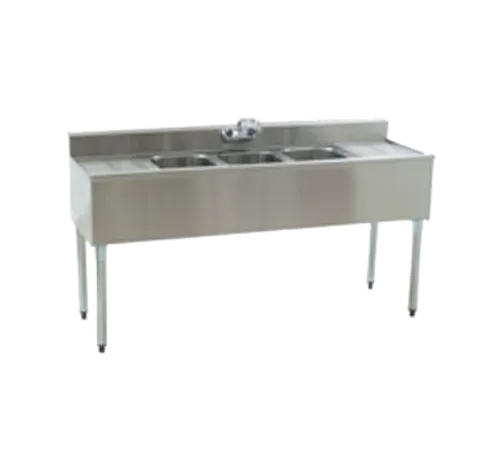 Eagle Group B6C-4-18 Underbar Sink Unit, 4 Compartment, Stainless Steel, with 4-1/2"H Backsplash and 2 Drainboards / Faucet Included - 72"W x 20"D