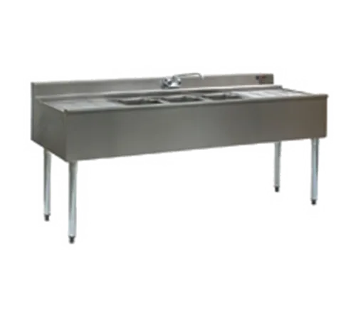 Eagle Group B7C-22 Underbar Sink Unit, 3 Compartment, Stainless Steel, with 4-1/2"H Backsplash and 2 Drainboards / Faucet Included - 84"W x 24"D