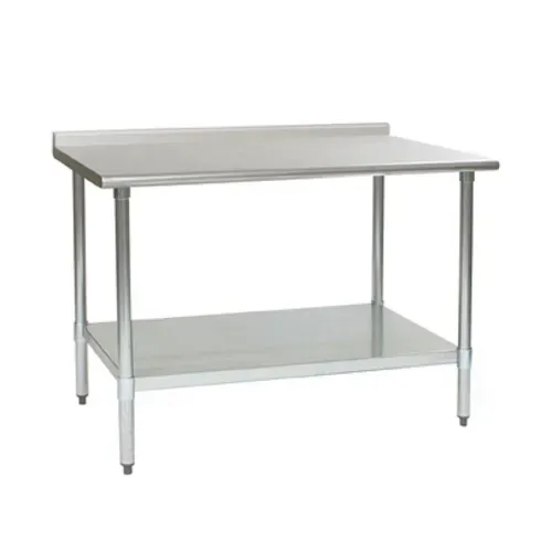Eagle Group BPT-2472EB-UT Work Table, 16 Gauge Stainless Steel Top with Galvanized Steel Undershelf and 1 1/2" Backsplash - 72"W x 24"D