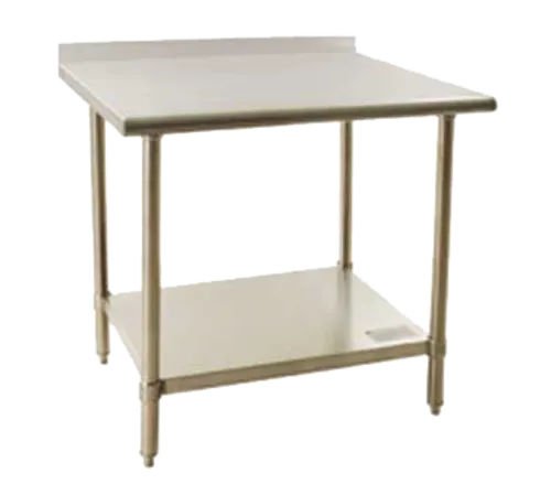 Eagle Group BPT-2496FL Work Table, 18 Gauge Stainless Steel Top with Galvanized Steel Undershelf and 1 1/2" Backsplash - 96"W x 24"D