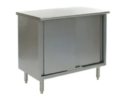 Eagle Group CB3060SE Enclosed Base Work Table, with 14 Gauge Type 304 Stainless Steel Top, Sliding Doors and without Backsplash - 60"W x 30"D x 34.5"H