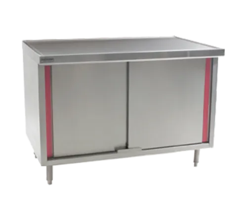 Eagle Group CBH2496SEM Cabinet Base Work Table, with 14 Gauge Type 304 Stainless Steel Top, Hinged Doors and without Backsplash - 96"W x 24"D x 34.5"H