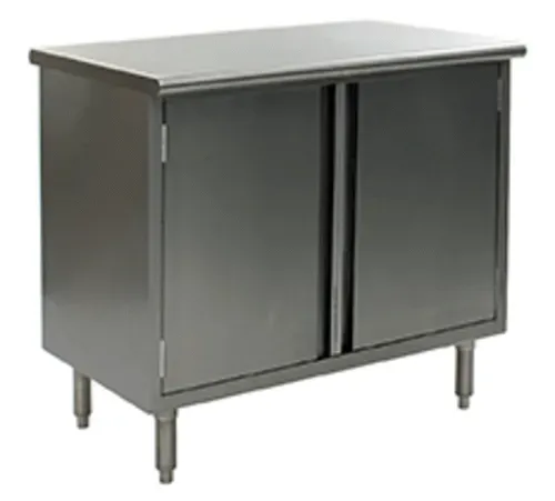 Eagle Group CBH3084SE Enclosed Base Work Table, with 14 Gauge Type 304 Stainless Steel Top, Hinged Doors and without Backsplash - 84"W x 30"D x 34.5"H