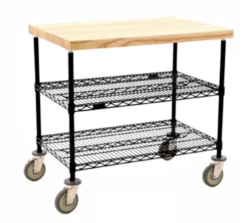 Eagle Group DC2448BL Open Base Black Epoxy Finish 2 Shelf Utility Cart, with 5" casters - 24"W x 48"L x 34"H