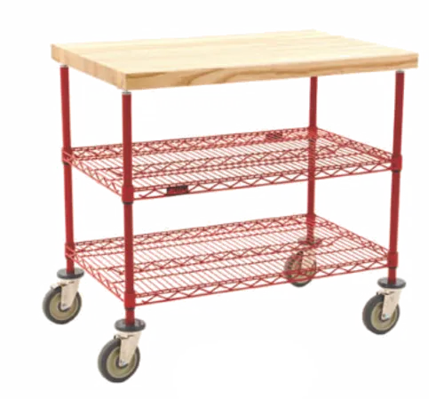 Eagle Group DC2448R Open Base Red Epoxy Finish 2 Shelf Utility Cart, with 5" casters - 24"W x 48"L x 34"H