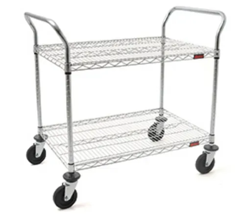 Eagle Group EU2-1824C Open Base 500 Lb Capacity Chrome Plated 2 Shelf Utility Cart, with 4" casters - 18"W x 24"L