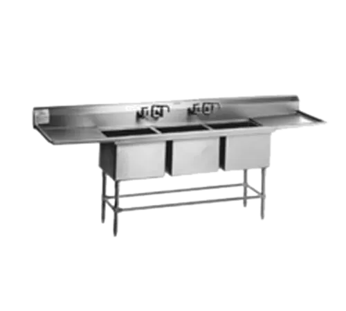 Eagle Group FN2060-3-18R-14/3 Commercial Sink, (3) Three Compartment, 14 Gauge Stainless Steel Construction with Stainless Steel Legs and With Right-hand Drainboard - 85.5" W