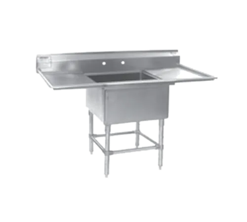 Eagle Group FN2424-1-30-14/3 Commercial Sink, (1) One Compartment, 14 Gauge Stainless Steel Construction with Stainless Steel Legs and with 2 Drainboards - 86" W