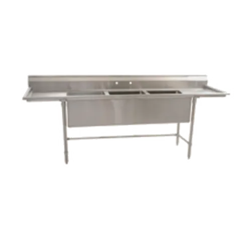 Eagle Group S14-20-3-18R-SL Commercial Sink, (3) Three Compartment, 14 Gauge Stainless Steel Construction with Stainless Steel Legs and With Right-hand Drainboard - 89.5" W