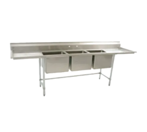 Eagle Group S16-20-3-18 Commercial Sink, (3) Three Compartment, 16 Gauge Stainless Steel Construction with Galvanized Steel Legs and with 2 Drainboards - 103" W