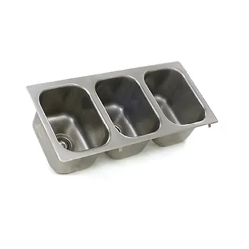 Eagle Group SR16-19-13.5-3-ND Self-Rimming with No Deck 18 Gauge Type 304 Stainless Steel 16" x 19" x 13-1/2" 3 Compartment Drop-In Sink / Faucet Not Included