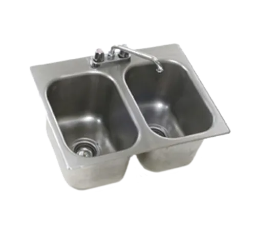 Eagle Group SR22-22-13.5-2 Self-Rimming 18 Gauge Type 304 Stainless Steel 22" x 22" x 13-1/2" 2 Compartment Drop-In Sink / Deck Mounted 12" Swing Spout Faucet