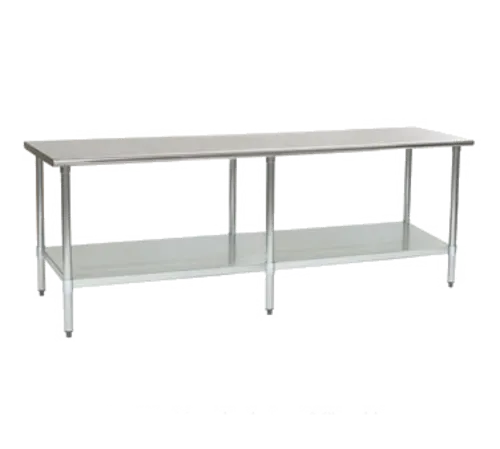 Eagle Group T24132B Work Table, 16 Gauge Stainless Steel Top with Undershelf, Galvanized Steel Legs and without Backsplash - 132"W x 24"D x 36.13"H