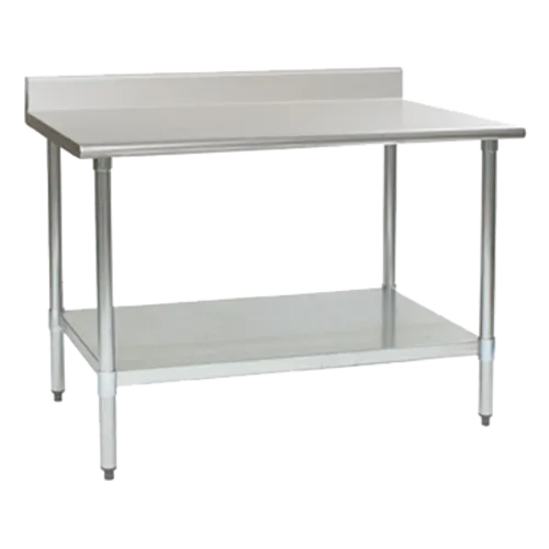 Eagle Group T24132EB-BS Work Table, 16 Gauge Stainless Steel Top with Undershelf, Galvanized Steel Legs and 4 1/2" Backsplash - 132"W x 24"D x 39.63"H