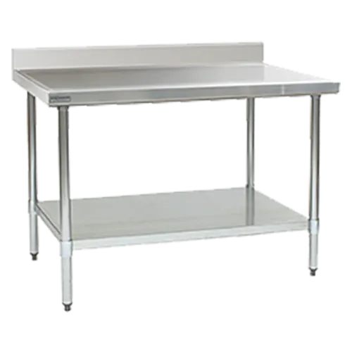 Eagle Group T24132EM-BS Work Table, 14 Gauge Stainless Steel Top with Undershelf, Galvanized Steel Legs and 4 1/2" Backsplash - 132"W x 24"D x 39.63"H