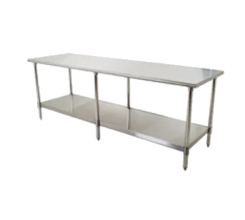 Eagle Group T24132SB Work Table, 16 Gauge Stainless Steel Top with Undershelf, Stainless Steel Legs and without Backsplash - 132"W x 24"D x 35.13"H