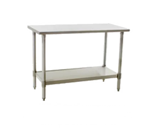 Eagle Group T2448SE Work Table, 14 Gauge Stainless Steel Top with Undershelf, Stainless Steel Legs and without Backsplash - 48"W x 24"D x 36.13"H