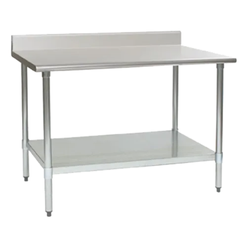 Eagle Group T2484B-BS Work Table, 16 Gauge Stainless Steel Top with Undershelf, Galvanized Steel Legs and 4-1/2" Backsplash - 84"W x 24"D x 39.63"H