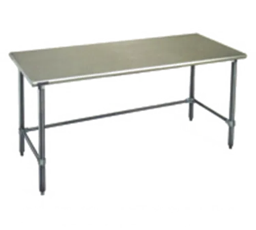 Eagle Group T2496GTB Work Table, 16 Gauge Stainless Steel Top with Open Base, Galvanized Steel Legs and without Backsplash - 96"W x 24"D x 36.13"H