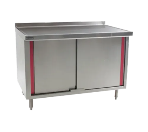 Eagle Group UCBH3060SEM Cabinet Base Work Table, with 14 Gauge Type 304 Stainless Steel Top, Hinged Doors and 1 1/2" Backsplash - 60"W x 30"D x 36"H