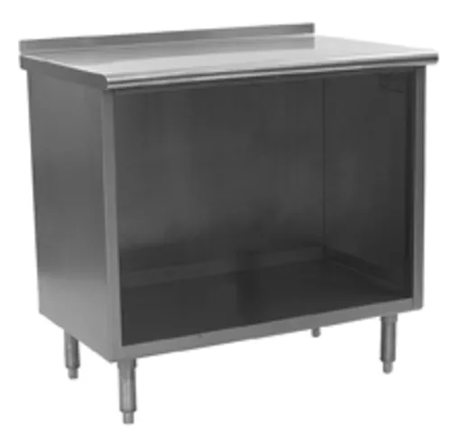 Eagle Group UOB2496SE Open Front Cabinet Base Work Table, with 14 Gauge Type 304 Stainless Steel Top, and 1 1/2" Backsplash - 96"W x 24"D x 36"H