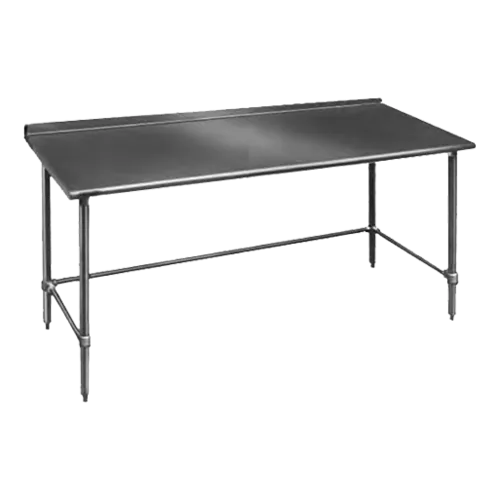 Eagle Group UT24132GTB Work Table, 16 Gauge Stainless Steel Top with Open Base, Galvanized Steel Legs and 1 1/2" Backsplash - 132"W x 24"D x 36.63"H