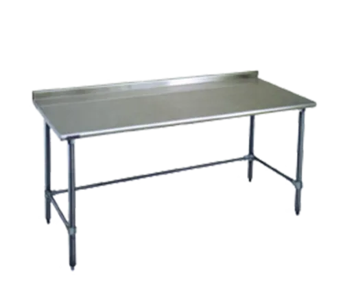 Eagle Group UT24132STE Work Table, 14 Gauge Stainless Steel Top with Open Base, Stainless Steel Legs and 1 1/2" Backsplash - 132"W x 24"D x 36.63"H