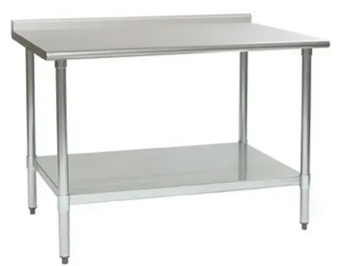 Eagle Group UT2436EB Work Table, 16 Gauge Stainless Steel Top with Undershelf, Galvanized Steel Legs and 1 1/2" Backsplash - 36"W x 24"D x 36.63"H