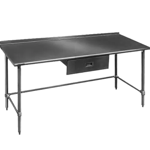 Eagle Group UT2436STEB Work Table, 16 Gauge Stainless Steel Top with Open Base, Stainless Steel Legs and 1 1/2" Backsplash - 36"W x 24"D x 36.63"H