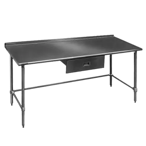 Eagle Group UT3648STB Work Table, 16 Gauge Stainless Steel Top with Open Base, Stainless Steel Legs and 1-1/2"H Backsplash - 48"W x 36"D x 36.63"H