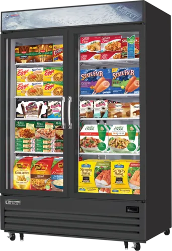 Everest Refrigeration EMGF48B
 54.75'' 

 Section

Glass Door Merchandiser Freezer