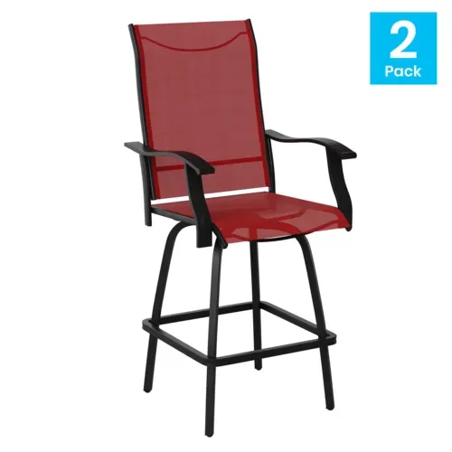 Flash Furniture Flash Furniture 2-ET-SWVLPTO-30-RD-GG Patio Swivel Stool