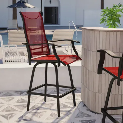 Flash Furniture Flash Furniture 2-ET-SWVLPTO-30-RD-GG Patio Swivel Stool