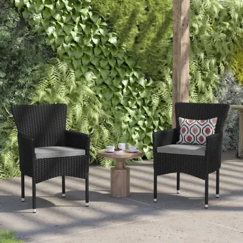 Flash Furniture Flash Furniture 2-TW-3WBE074-BK-GG Maxim Stackable Wicker Patio Chairs