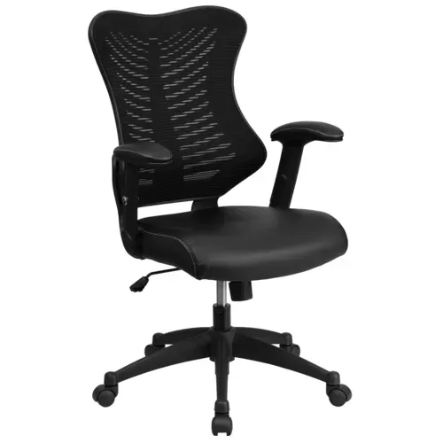 Flash Furniture BL-ZP-806-BK-LEA-GG Designer Executive Swivel Office Chair