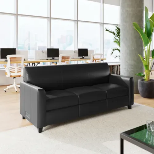 Flash Furniture Flash Furniture BT-827U-3-BK-GG Reception Sofa