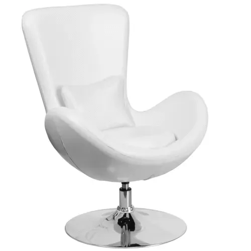 Flash Furniture CH-162430-WH-LEA-GG Egg Series Swivel Reception/Lounge/Side Chair