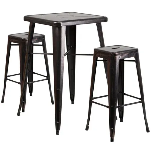 Flash Furniture CH-31330B-2-30SQ-BQ-GG Table and Bar Stool Set