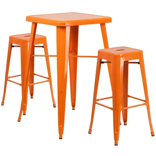 Flash Furniture CH-31330B-2-30SQ-OR-GG Table and Bar Stool Set