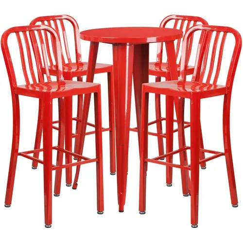 Flash Furniture CH-51080BH-4-30VRT-RED-GG Table and Bar Stool Set