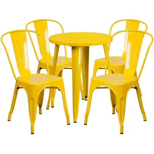 Flash Furniture CH-51080TH-4-18CAFE-YL-GG Table and Chair Set
