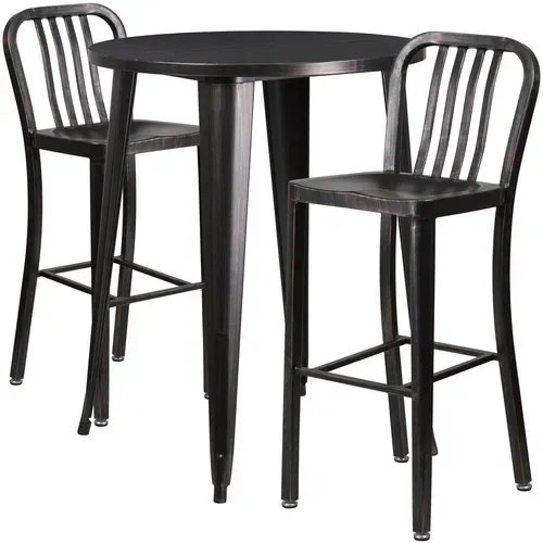 Flash Furniture CH-51090BH-2-30VRT-BQ-GG Table and Bar Stool Set