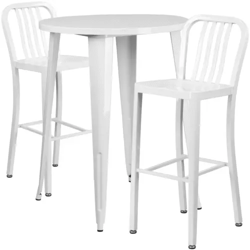 Flash Furniture CH-51090BH-2-30VRT-WH-GG Table and Bar Stool Set
