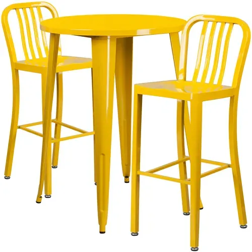 Flash Furniture CH-51090BH-2-30VRT-YL-GG Table and Bar Stool Set