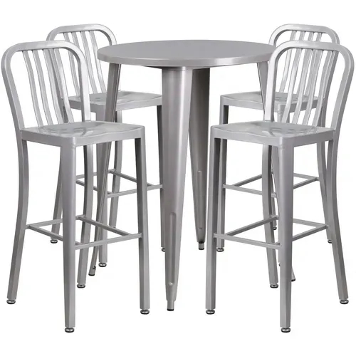 Flash Furniture CH-51090BH-4-30VRT-SIL-GG Table and Bar Stool Set