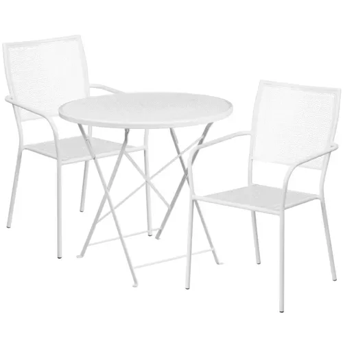 Flash Furniture CO-30RDF-02CHR2-WH-GG Patio Table Set