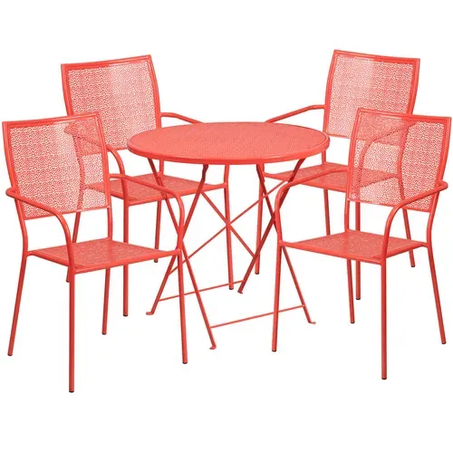 Flash Furniture CO-30RDF-02CHR4-RED-GG Patio Table Set